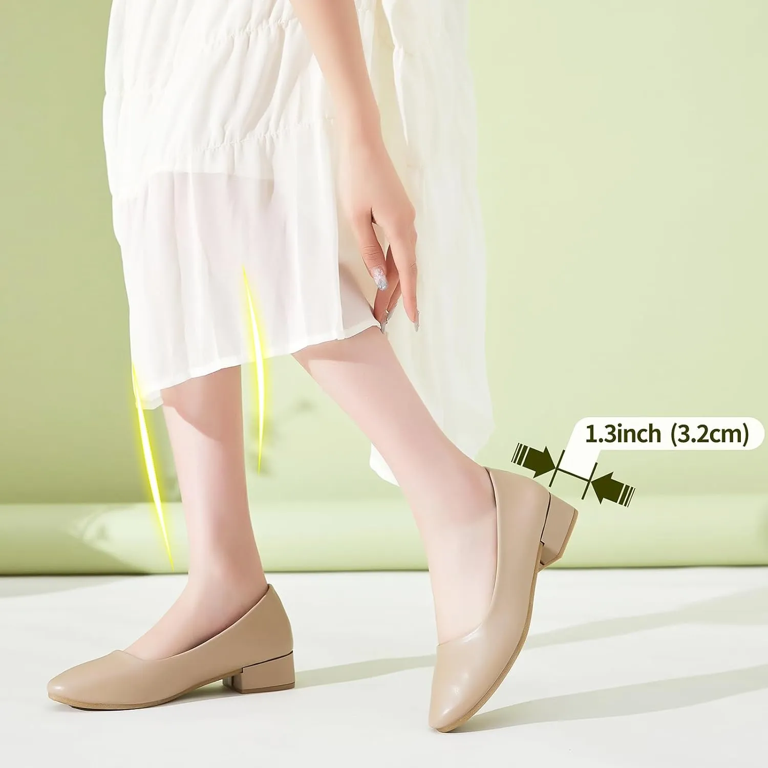 hash bubbie Women's Loafers Slip on Shoes Chunky Low Block Heels Closed Toe Pumps Shoes Office Shoes Ladies Elegant Wedding Dress Shoes
