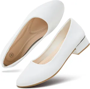 hash bubbie Women's Loafers Slip on Shoes Chunky Low Block Heels Closed Toe Pumps Shoes Office Shoes Ladies Elegant Wedding Dress Shoes