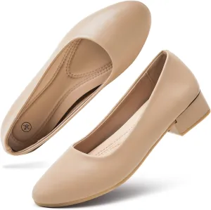 hash bubbie Women's Loafers Slip on Shoes Chunky Low Block Heels Closed Toe Pumps Shoes Office Shoes Ladies Elegant Wedding Dress Shoes