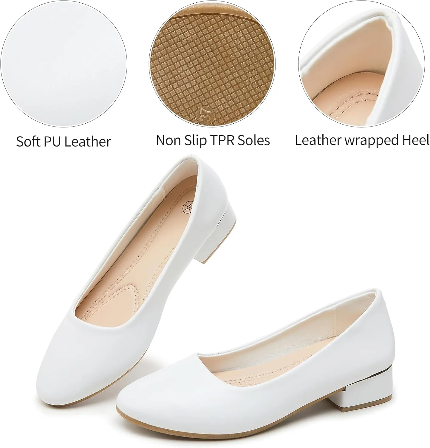 hash bubbie Women's Loafers Slip on Shoes Chunky Low Block Heels Closed Toe Pumps Shoes Office Shoes Ladies Elegant Wedding Dress Shoes