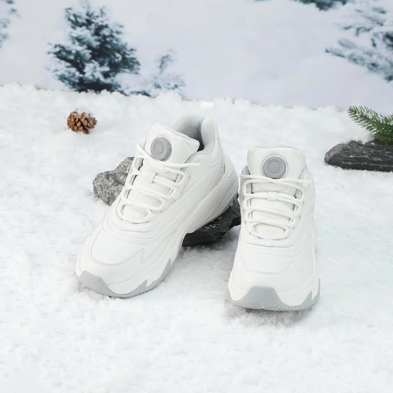 Heated Sneakers - Foot Warmer for Men & Women, Electric Heating Shoes with 4000mAh Battery, Anti-Slip Snow Trail Shoes 3 Heating Levels, Rechargeable Hiking Shoes Winter Outdoor Unisex