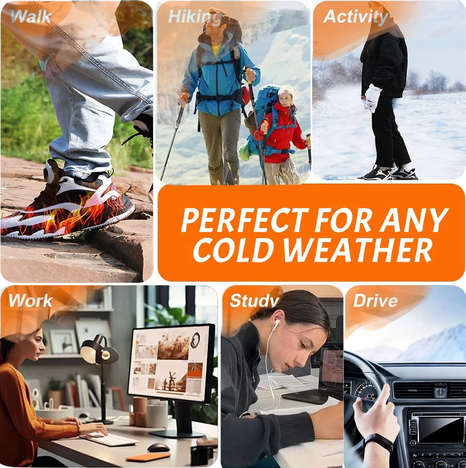 Heated Sneakers - Foot Warmer for Men & Women, Electric Heating Shoes with 4000mAh Battery, Anti-Slip Snow Trail Shoes 3 Heating Levels, Rechargeable Hiking Shoes Winter Outdoor Unisex