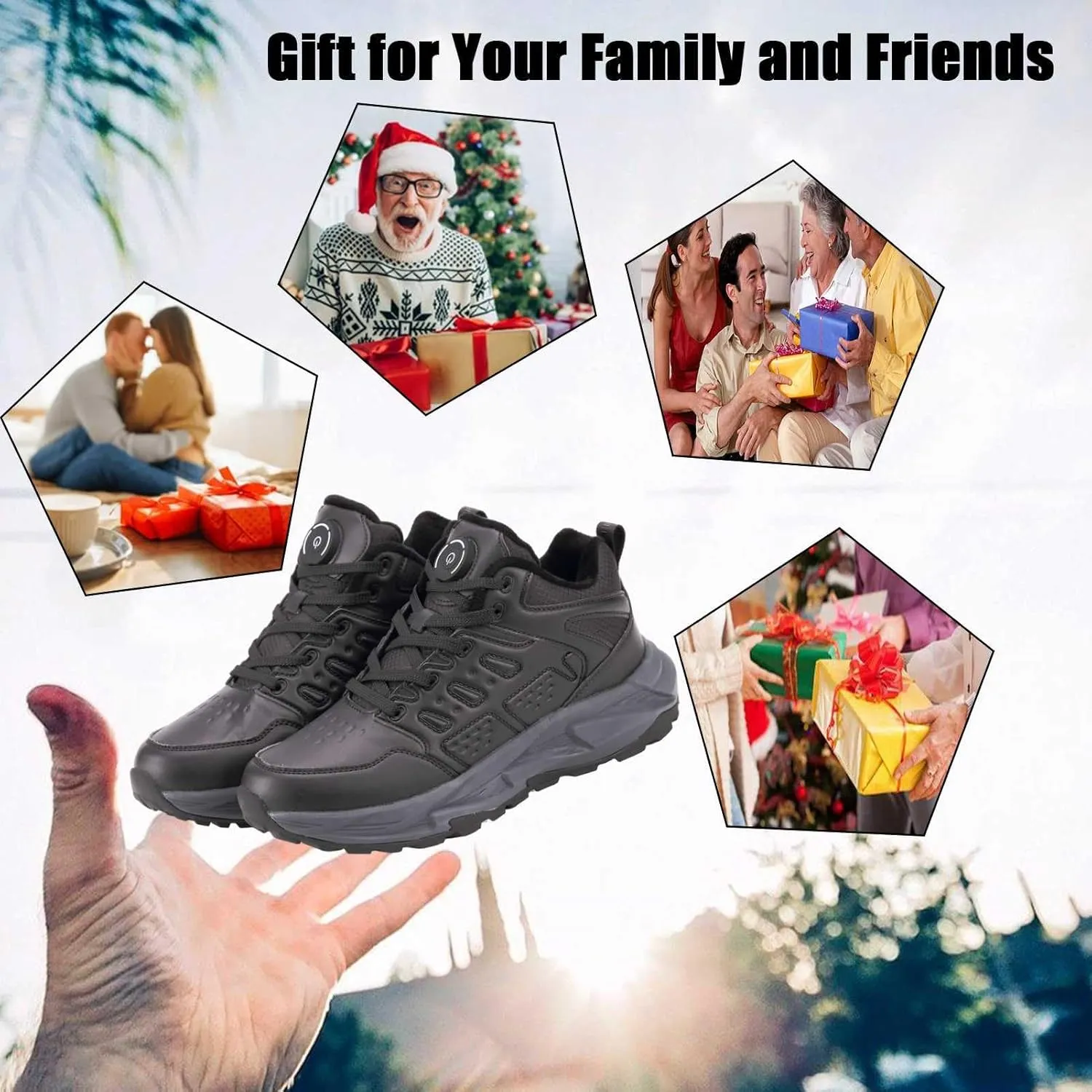 Heated Sneakers Thermal Running Shoes for Women Men, 3 Temperature Settings Walking Shoes Foot Warmer Shoes Non Slip Plush Breathable Winter Life Work Keep Feet Warm