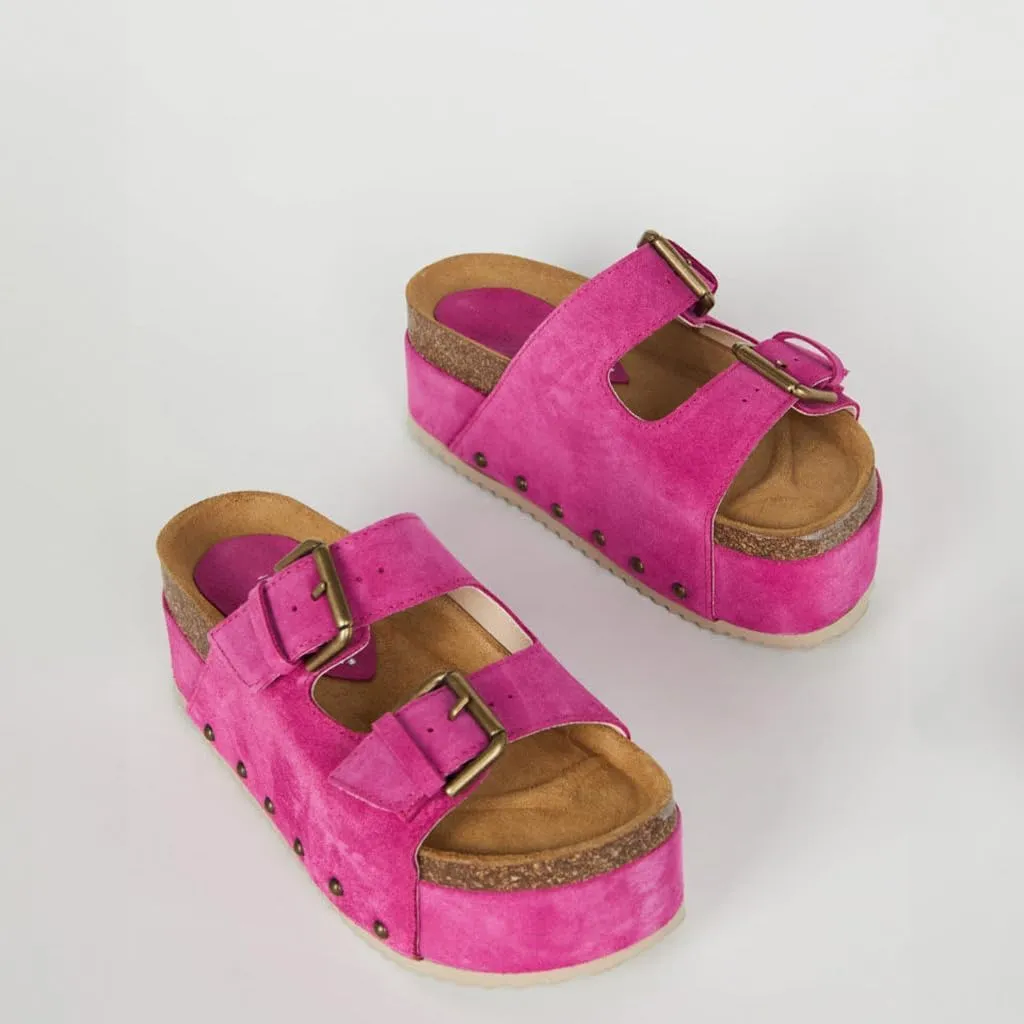 heelchic Platform Sandals Women, Chunky Platform Wedges with Arch Support, Big Buckle Casual Open Toe Slide Sandals