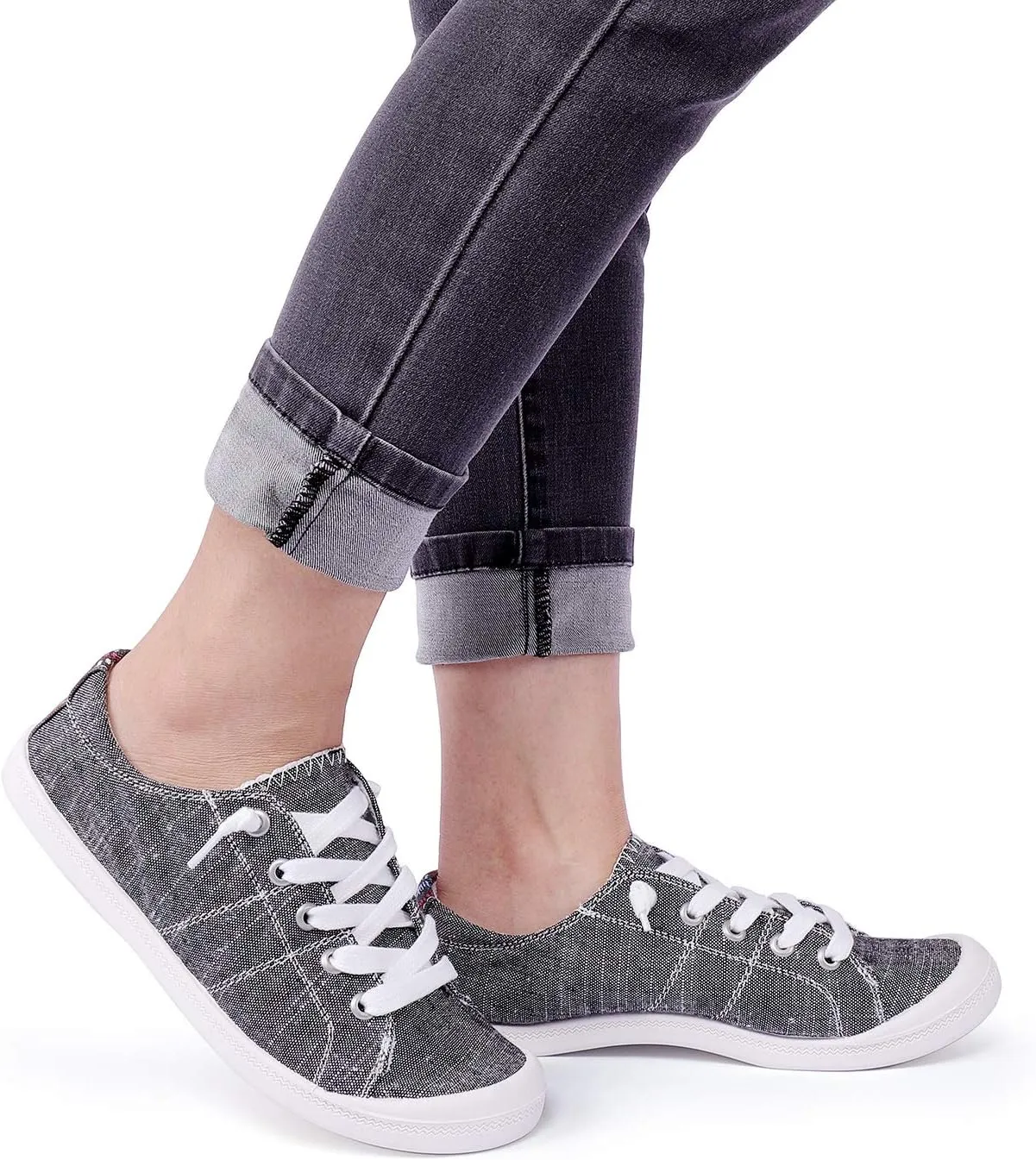 Hxlber Women's Low Top Sneaker - Round Toe Comfort Casual Canvas Shoes Fashion Sneakers for Walking for Women