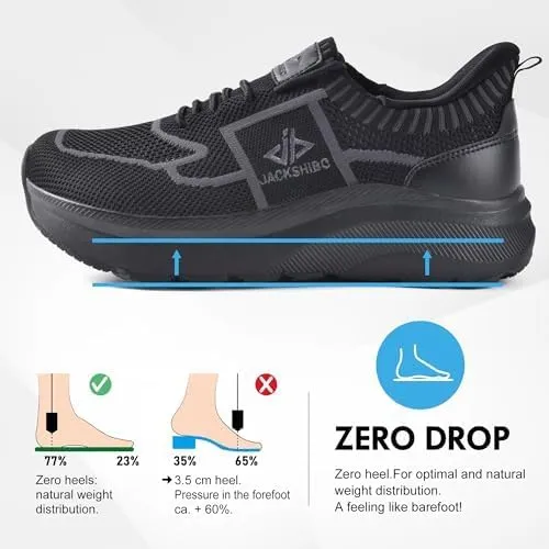 JACKSHIBO Mens Slip in Hands Free Shoes Wide Toe Box Orthopedic Slip On Walking Sneakers with Arch Support Cushioned Sole