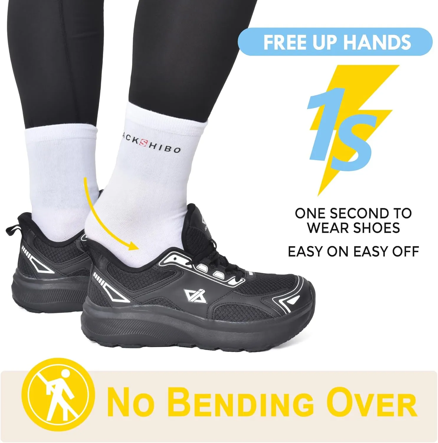 JACKSHIBO Mens Wide Toe Box Slip in Hands Free Shoes,Slip on Arch Support Wide Sneakers,Thick Cushioning Running Shoes,Orthopedic Walking Sneakers with Zero Drop Sole