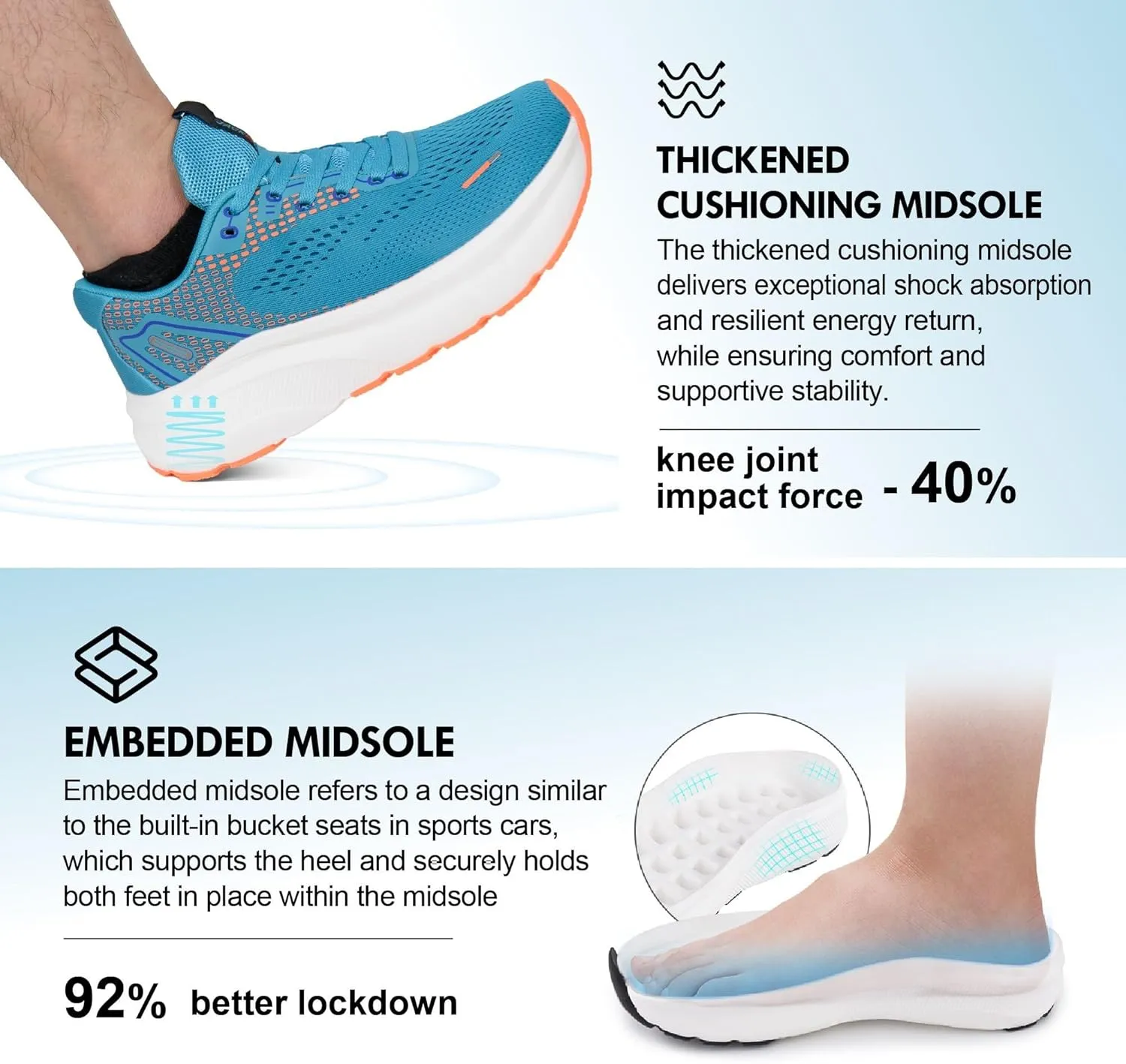 JACKSHIBO Wide Toe Box Shoes for Men Arch Support Shoes Wide Width Sneakers for Running Walking Athletic Tennis Orthopedic Plantar Fasciitis Workout Flux Footwear with Thick Cushioned Zero Drop Sole