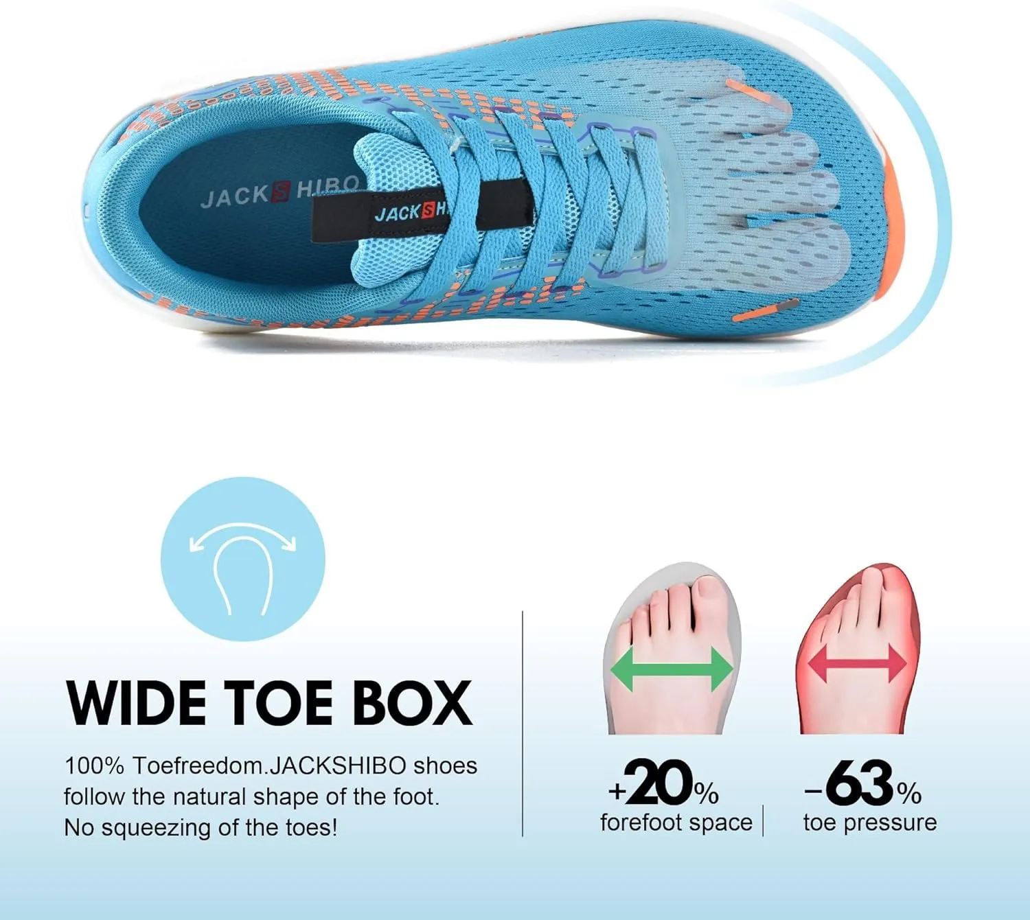 JACKSHIBO Wide Toe Box Shoes for Men Arch Support Shoes Wide Width Sneakers for Running Walking Athletic Tennis Orthopedic Plantar Fasciitis Workout Flux Footwear with Thick Cushioned Zero Drop Sole