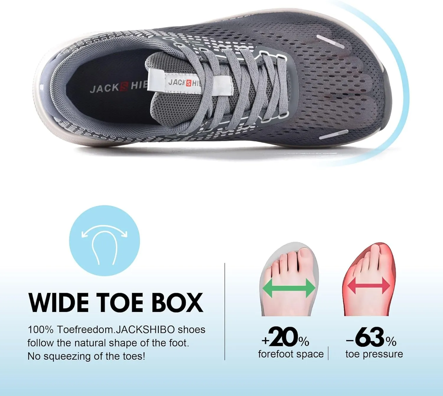 JACKSHIBO Wide Toe Box Shoes Women Arch Support Wide Sneakers for Running Walking Athletic Tennis Orthopedic Plantar Fasciitis Workout Flux Footwear with Thick Cushion Zero Drop Sole Width Shoes