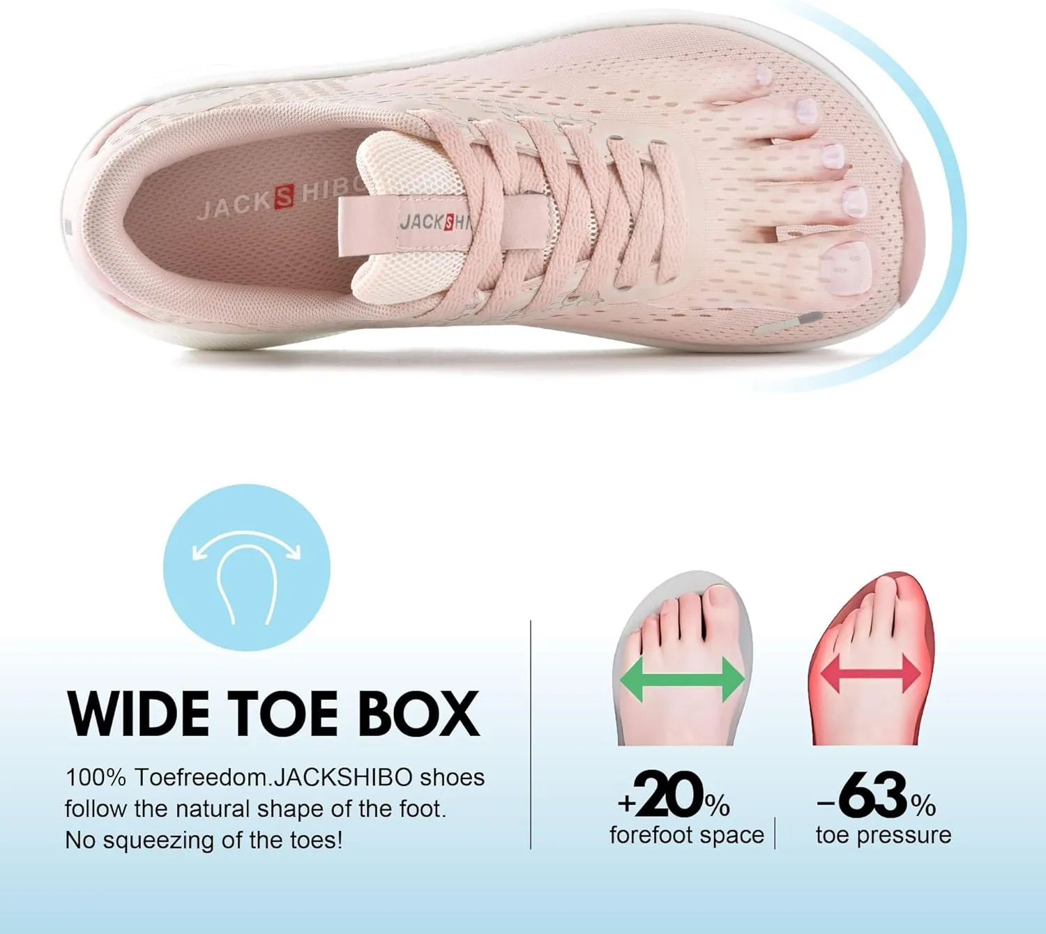 JACKSHIBO Wide Toe Box Shoes Women Arch Support Wide Sneakers for Running Walking Athletic Tennis Orthopedic Plantar Fasciitis Workout Flux Footwear with Thick Cushion Zero Drop Sole Width Shoes