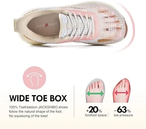 JACKSHIBO Women's Wide Toe Box Fashion Sneakers Slip in Free up Hands Shoes Arch Support Orthopedic Casual Walking Shoes with Metatarsal Pad