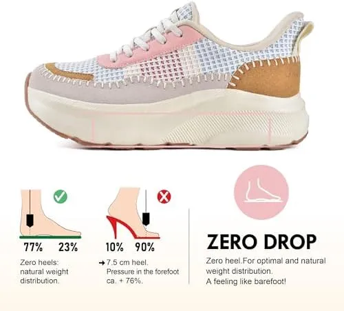 JACKSHIBO Women's Wide Toe Box Fashion Sneakers Slip in Free up Hands Shoes Arch Support Orthopedic Casual Walking Shoes with Metatarsal Pad