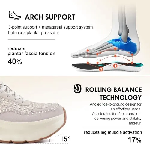 JACKSHIBO Women's Wide Toe Box Fashion Sneakers Slip in Free up Hands Shoes Arch Support Orthopedic Casual Walking Shoes with Metatarsal Pad