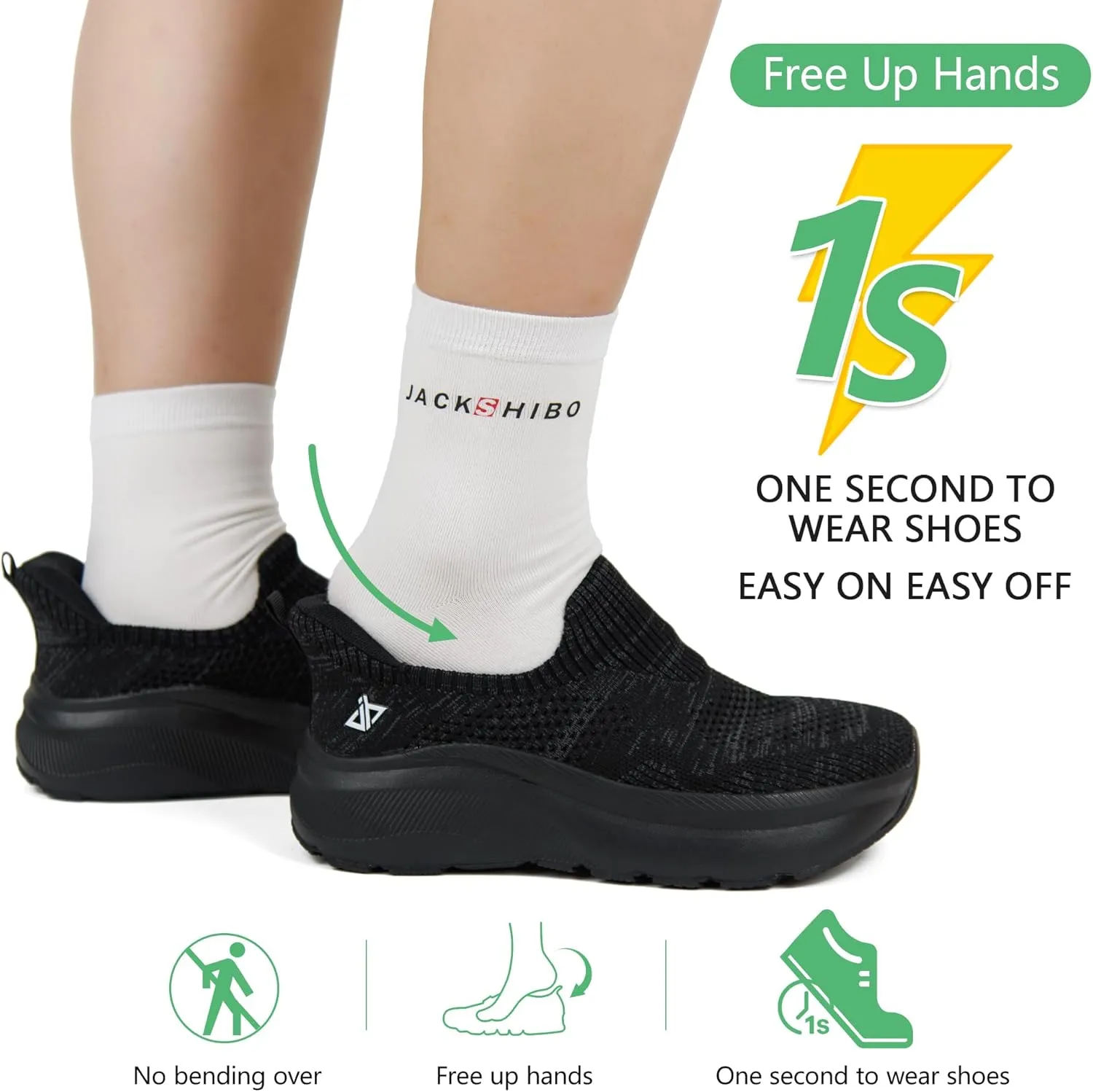 JACKSHIBO Women's Wide Toe Box Road Running Shoes Slip in Hands Free Arch Support Tennis Shoes Orthopedic Cushion Walking Sneakers with Metatarsal Pad