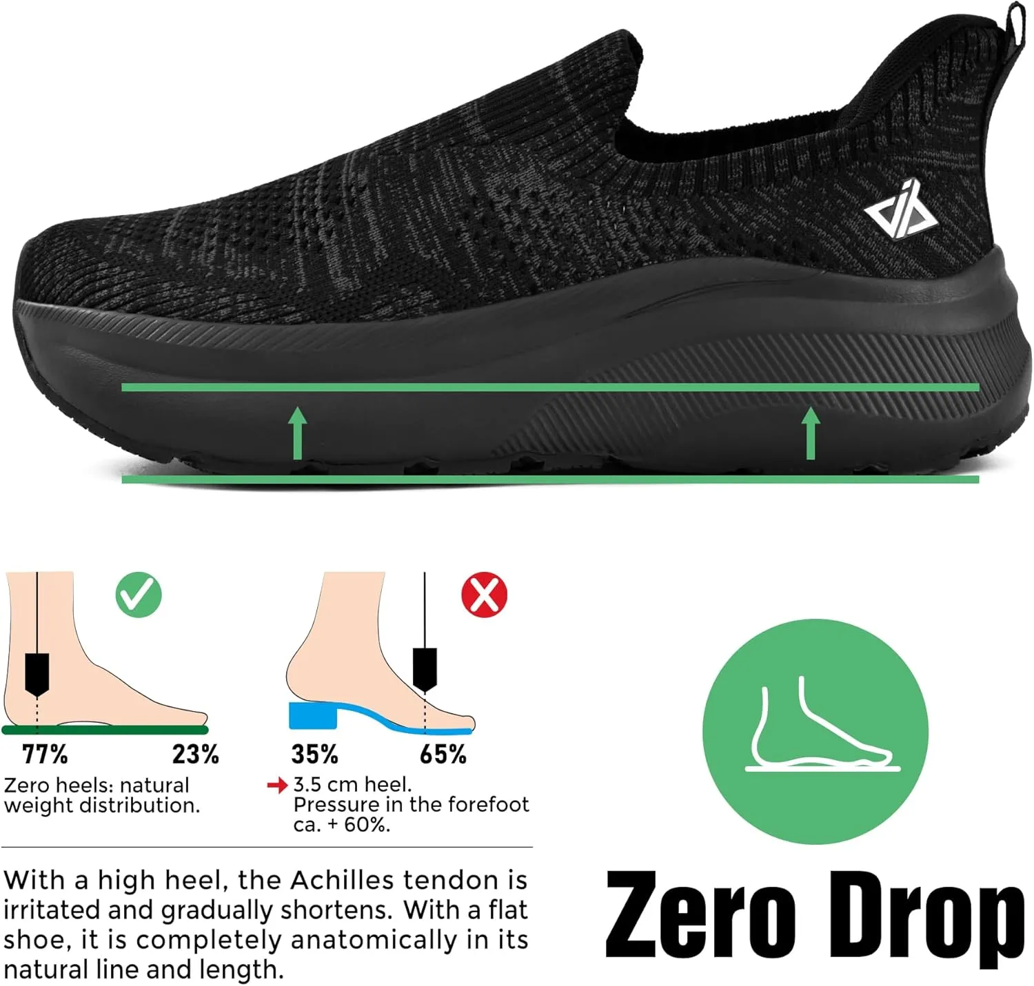 JACKSHIBO Women's Wide Toe Box Road Running Shoes Slip in Hands Free Arch Support Tennis Shoes Orthopedic Cushion Walking Sneakers with Metatarsal Pad