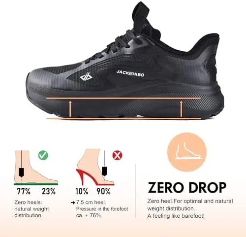 JACKSHIBO Women's Wide Toe Box Road Running Shoes Slip in Hands Free Arch Support Tennis Shoes Orthopedic Cushion Walking Sneakers with Metatarsal Pad