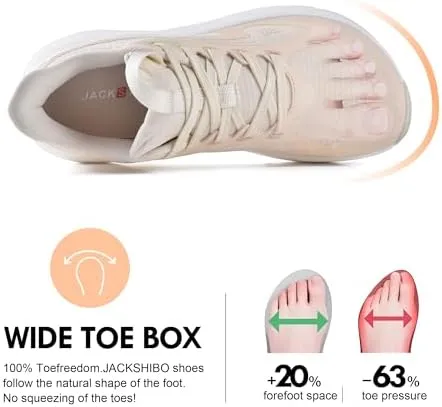 JACKSHIBO Women's Wide Toe Box Road Running Shoes Slip in Hands Free Arch Support Tennis Shoes Orthopedic Cushion Walking Sneakers with Metatarsal Pad