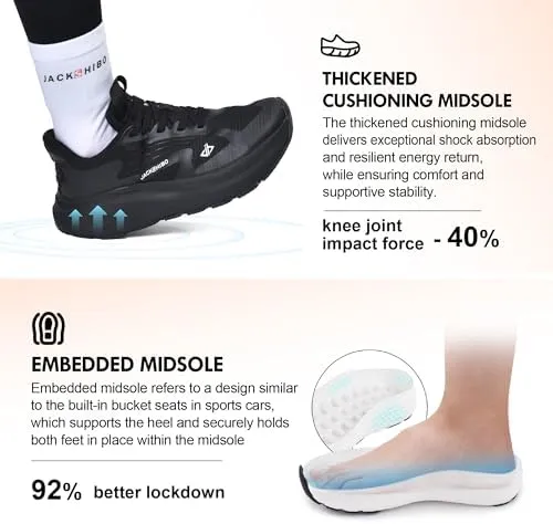 JACKSHIBO Women's Wide Toe Box Road Running Shoes Slip in Hands Free Arch Support Tennis Shoes Orthopedic Cushion Walking Sneakers with Metatarsal Pad