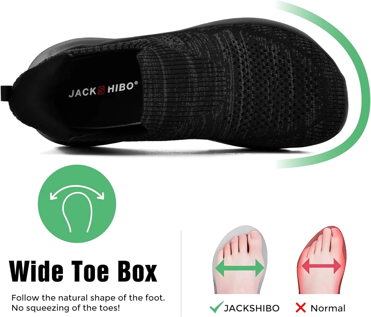JACKSHIBO Women's Wide Toe Box Road Running Shoes Slip in Hands Free Arch Support Tennis Shoes Orthopedic Cushion Walking Sneakers with Metatarsal Pad