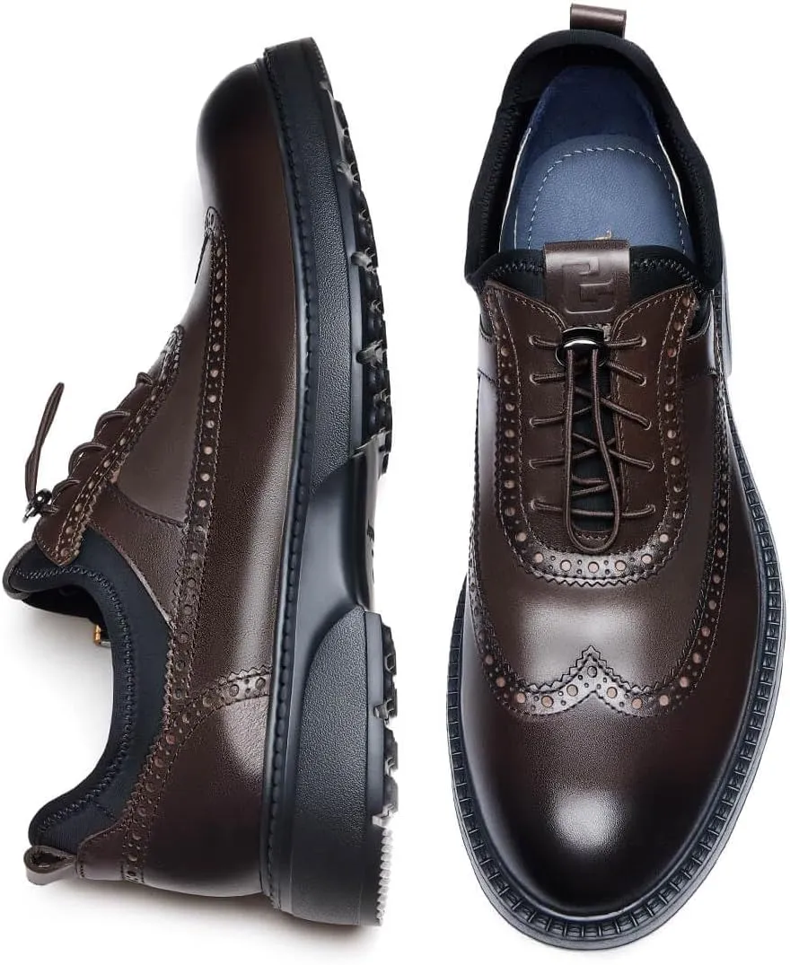 Jepsengord Men's Dress Shoes Casual Genuine Leather Wingtip Oxford Shoes Comfort Formal Business Wedding Derby Sneakers