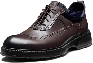 Jepsengord Men's Dress Shoes Casual Genuine Leather Wingtip Oxford Shoes Comfort Formal Business Wedding Derby Sneakers