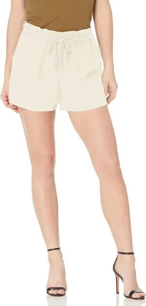 Jessica Simpson Women's Paperbag Braided Tie String Belt Short, Bright White, Small