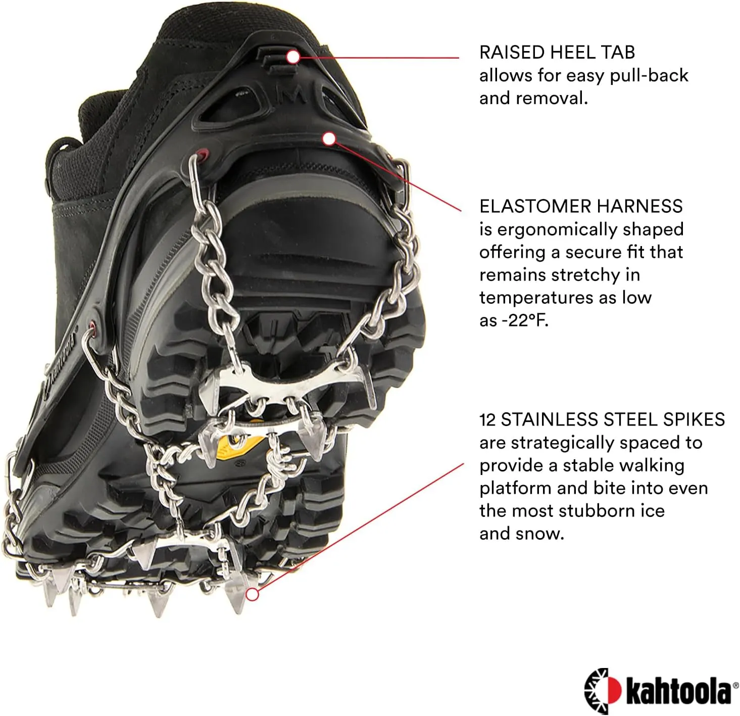 Kahtoola MICROspikes Footwear Traction for Winter Trail Hiking & Ice Mountaineering