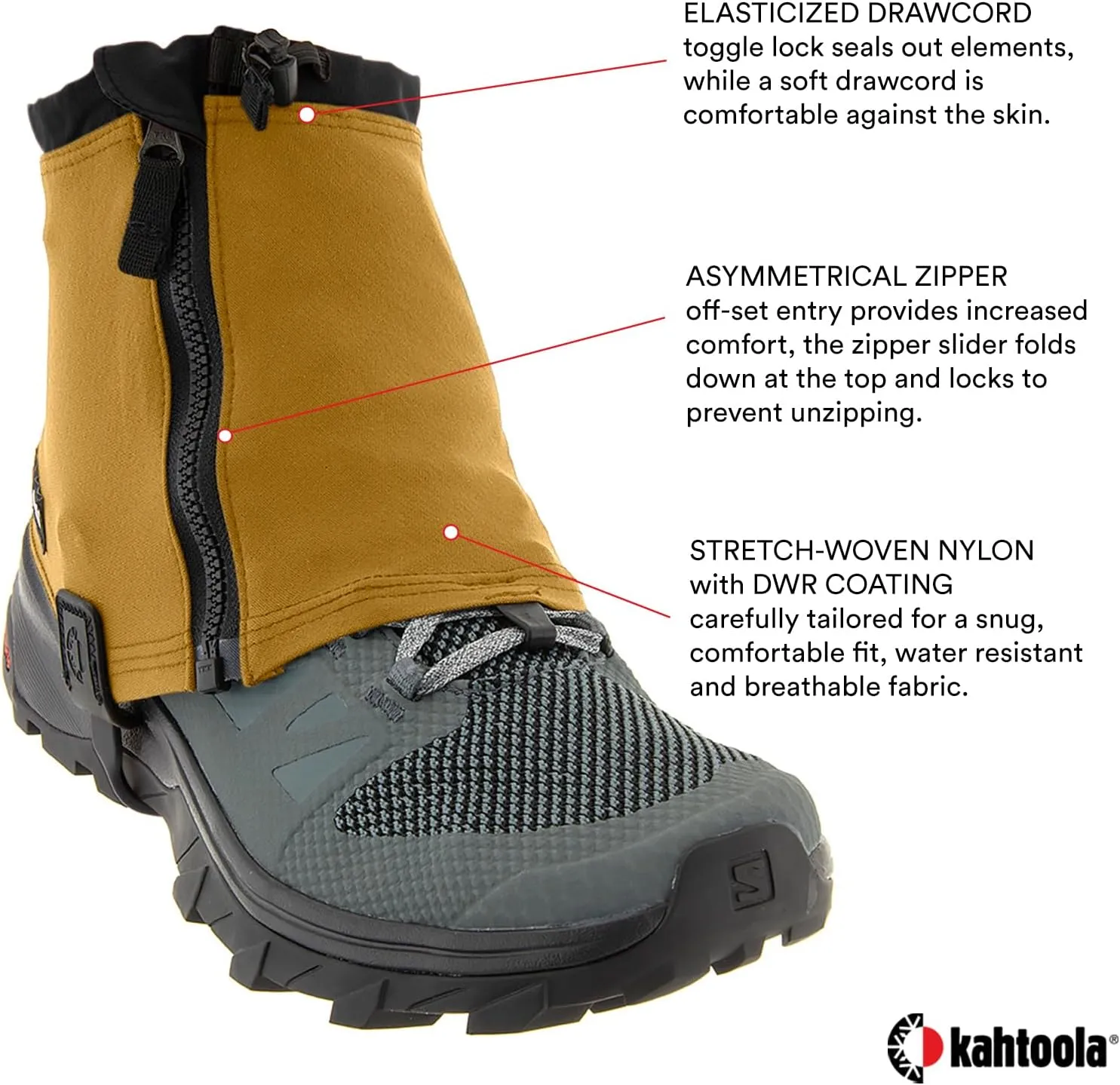 Kahtoola RENAgaiter Low Gaiters for Hiking, Mountaineering, Trail Running, Shoe & Boot Protection in Mud, Snow & Ice