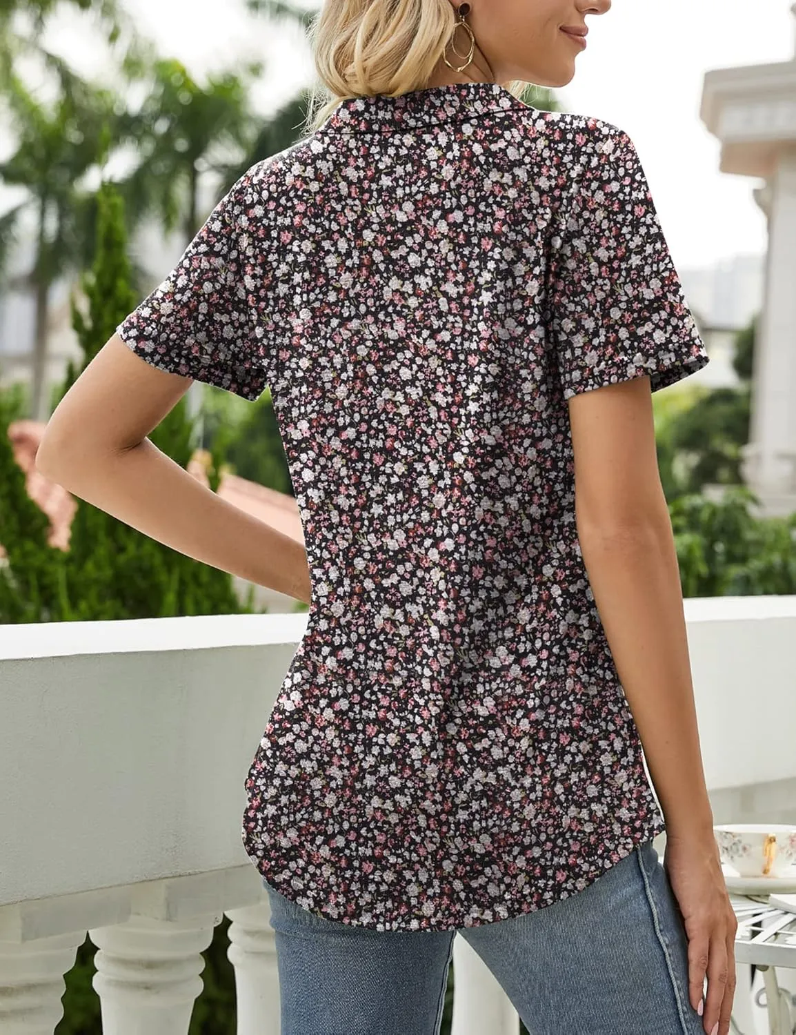 Kistore Womens Short Sleeve Polo T Shirts V Neck Summer Basic Tops Fashion 2025 Business Casual Work Blouse S-XXL