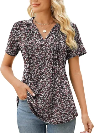Kistore Womens Short Sleeve Polo T Shirts V Neck Summer Basic Tops Fashion 2025 Business Casual Work Blouse S-XXL