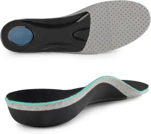 Knixmax Men's Orthotic Shoe Insoles Arch Support Sneaker Inserts Breathable Cushioning Shoes Pads Relieve Foot Pain Boot Liners Plantar Fasciitis Innersoles 13 Women/11 Men, Black, EU 44