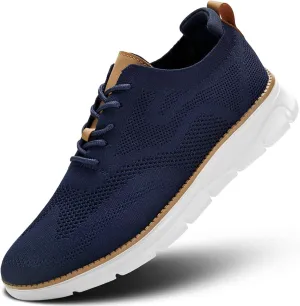 Kundork Men's Casual Dress Shoes Comfort Walking Shoes Mesh Knit Lightweight Breathable Sneakers
