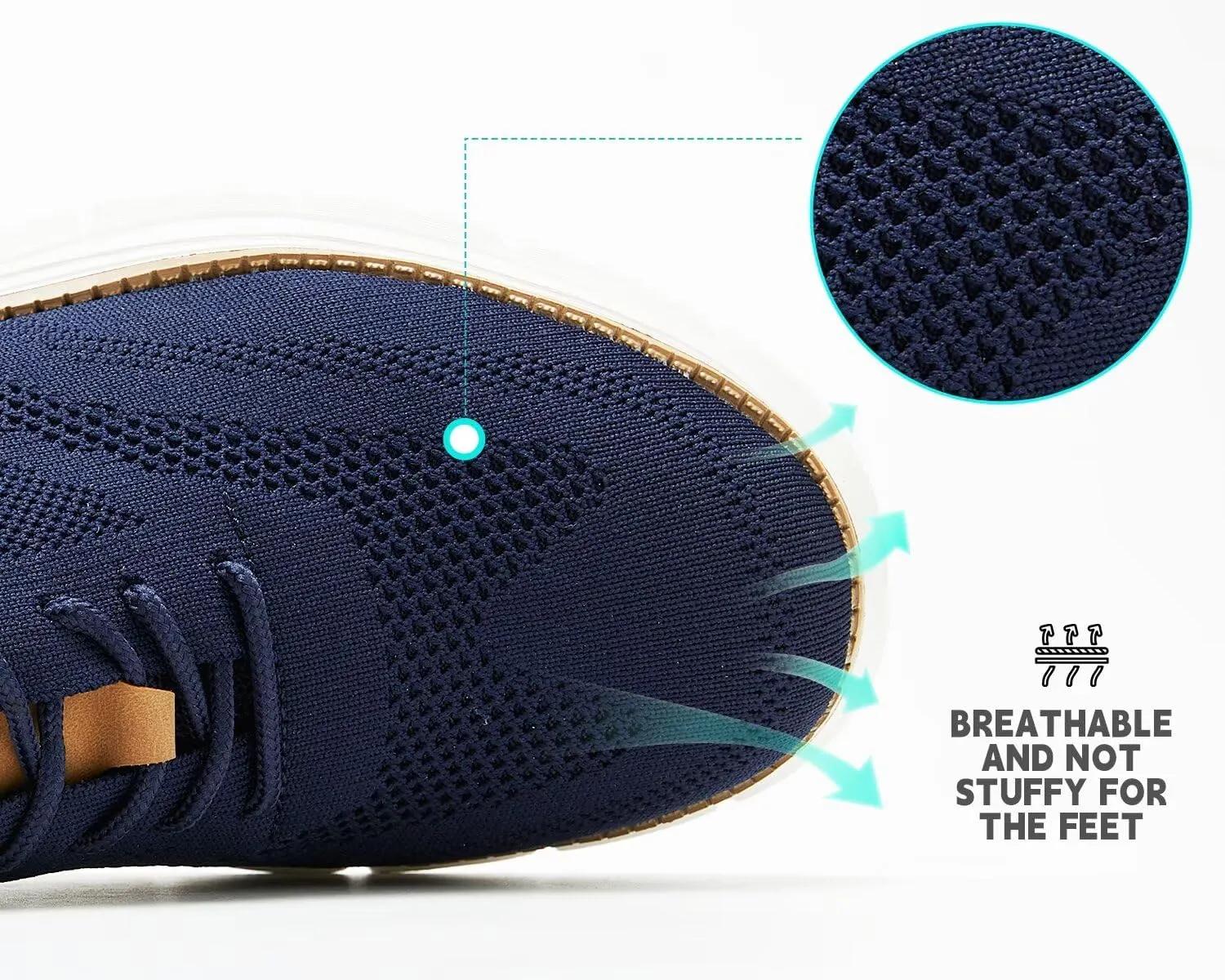 Kundork Men's Casual Dress Shoes Comfort Walking Shoes Mesh Knit Lightweight Breathable Sneakers