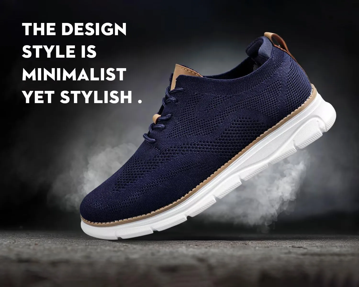 Kundork Men's Casual Dress Shoes Comfort Walking Shoes Mesh Knit Lightweight Breathable Sneakers