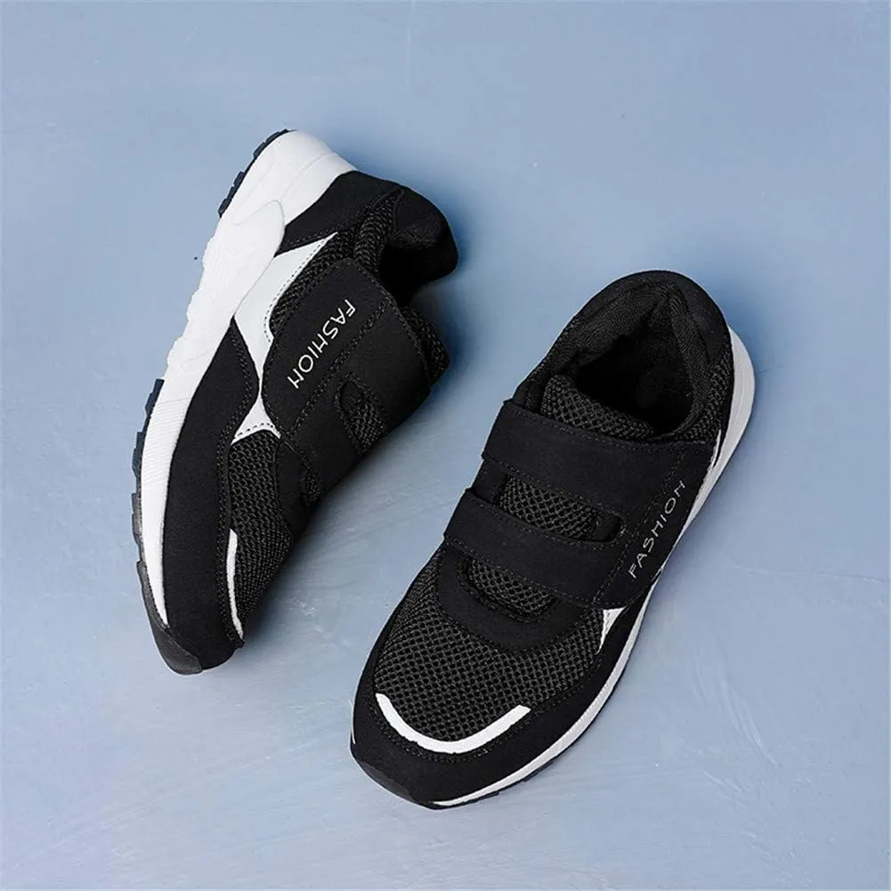 Leader Show Women's Elderly Casual Comfort Walking Shoe Safety Flats Non-Slip Hook & Loop Sneakers