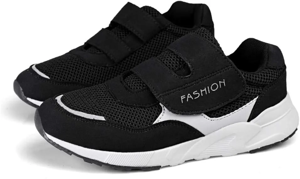 Leader Show Women's Elderly Casual Comfort Walking Shoe Safety Flats Non-Slip Hook & Loop Sneakers