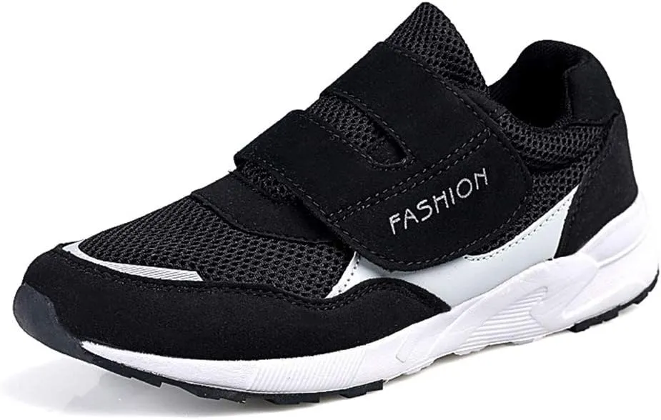 Leader Show Women's Elderly Casual Comfort Walking Shoe Safety Flats Non-Slip Hook & Loop Sneakers