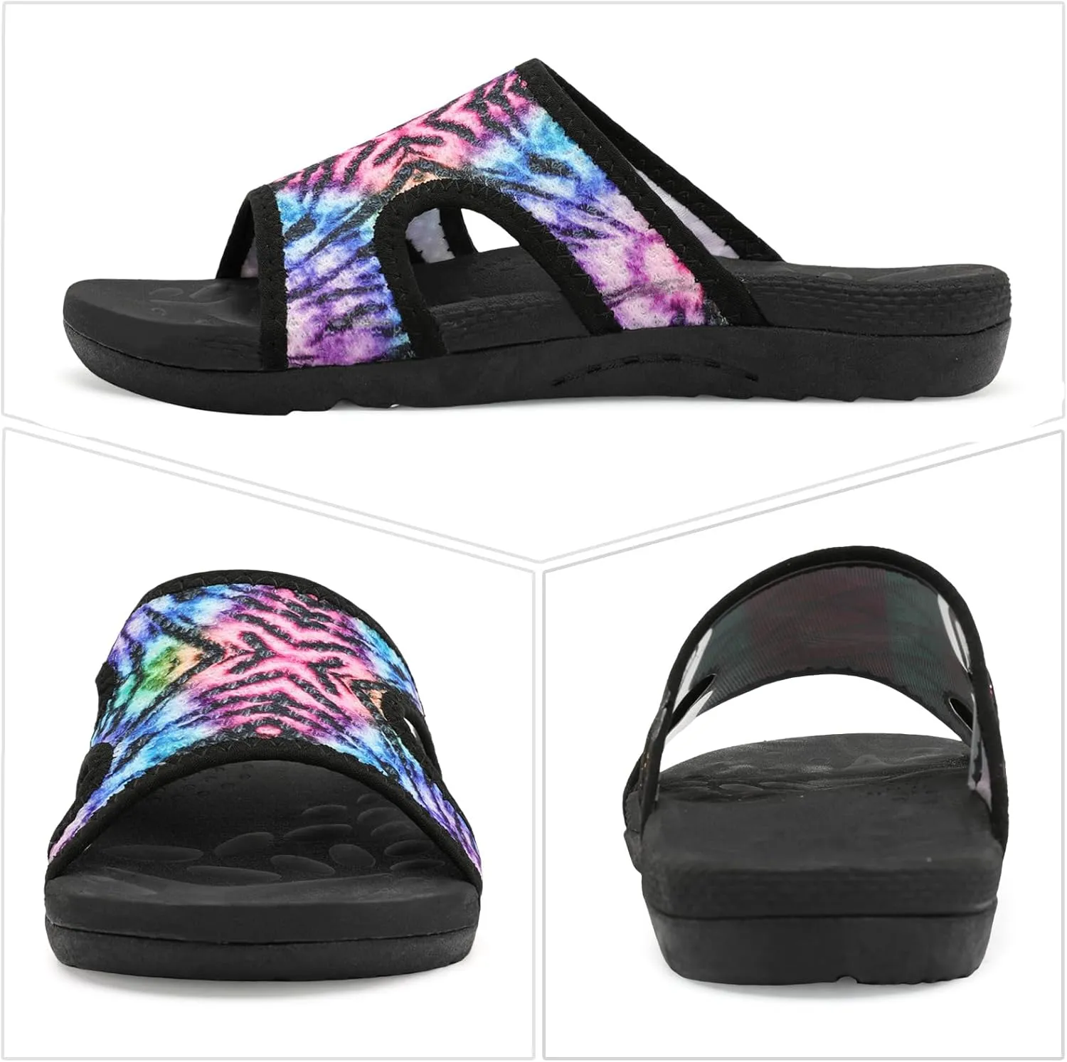 LeIsfIt Womens Slide Sandals Arch Support Slides Slip on Plantar Fasciitis Sandals Ladies Yoga Mat Thick Cushion Slipper Slides for Indoor Outdoor