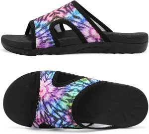 LeIsfIt Womens Slide Sandals Arch Support Slides Slip on Plantar Fasciitis Sandals Ladies Yoga Mat Thick Cushion Slipper Slides for Indoor Outdoor