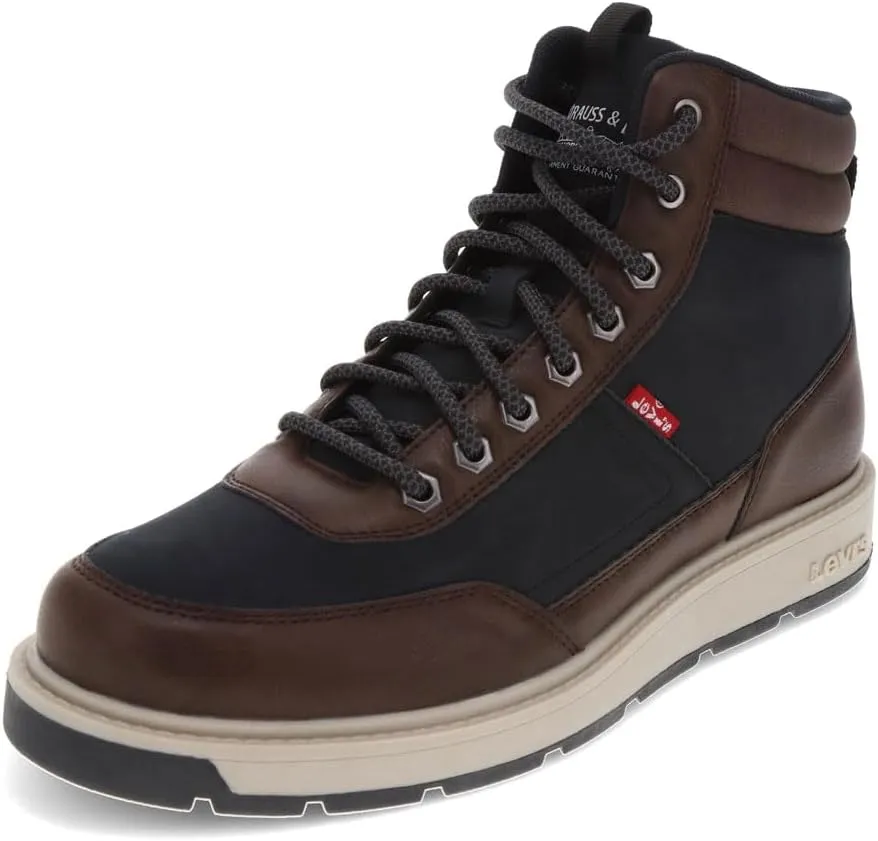 Levi's Mens Venture Synthetic Leather and Suede Rugged Casual Sneaker Boot, Brown/Dark Navy, 13 M