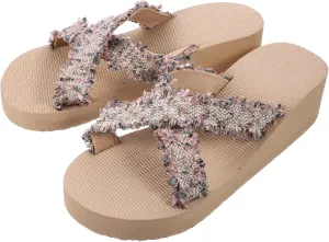 LIFKOME Women's Straw Woven Slippers Beach Shoes Design Casual Foam Slippers Imitation Straw