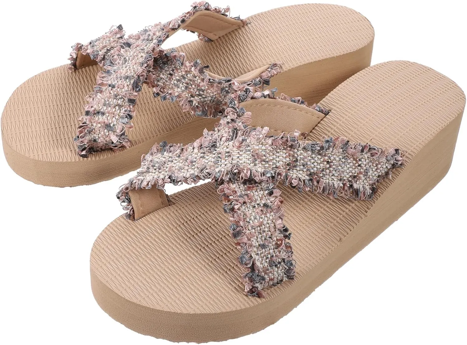LIFKOME Women's Straw Woven Slippers Beach Shoes Design Casual Foam Slippers Imitation Straw