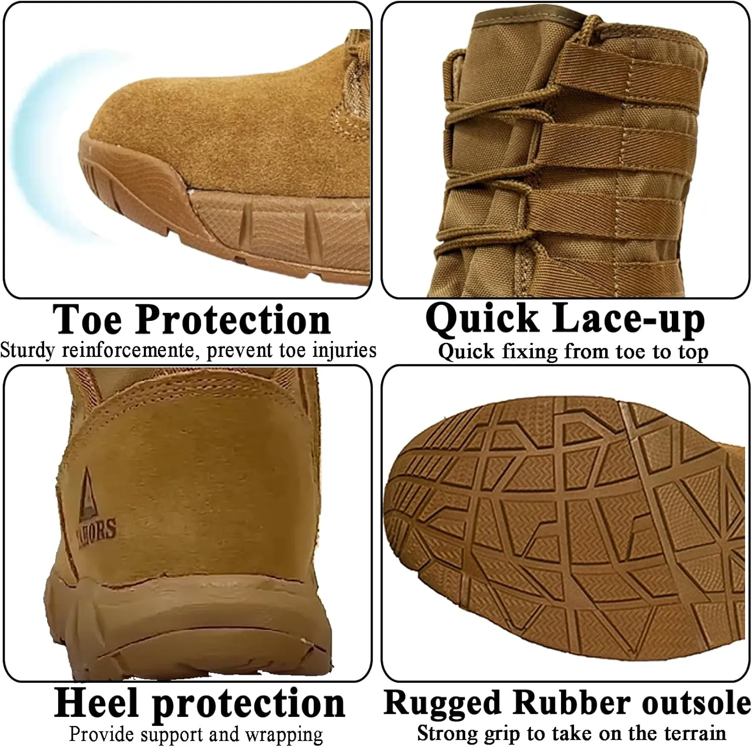 Lightweight Military Tactical Combat Boots Men Outdoor Hiking Desert Army Boots Breathable Male Jungle Shoes Man Side Zip