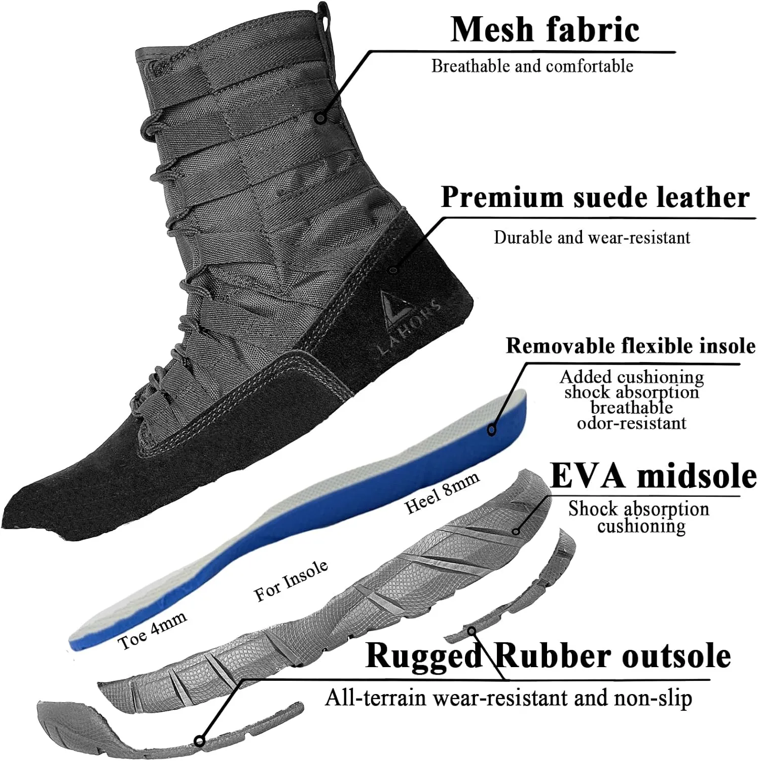 Lightweight Military Tactical Combat Boots Men Outdoor Hiking Desert Army Boots Breathable Male Jungle Shoes Man Side Zip