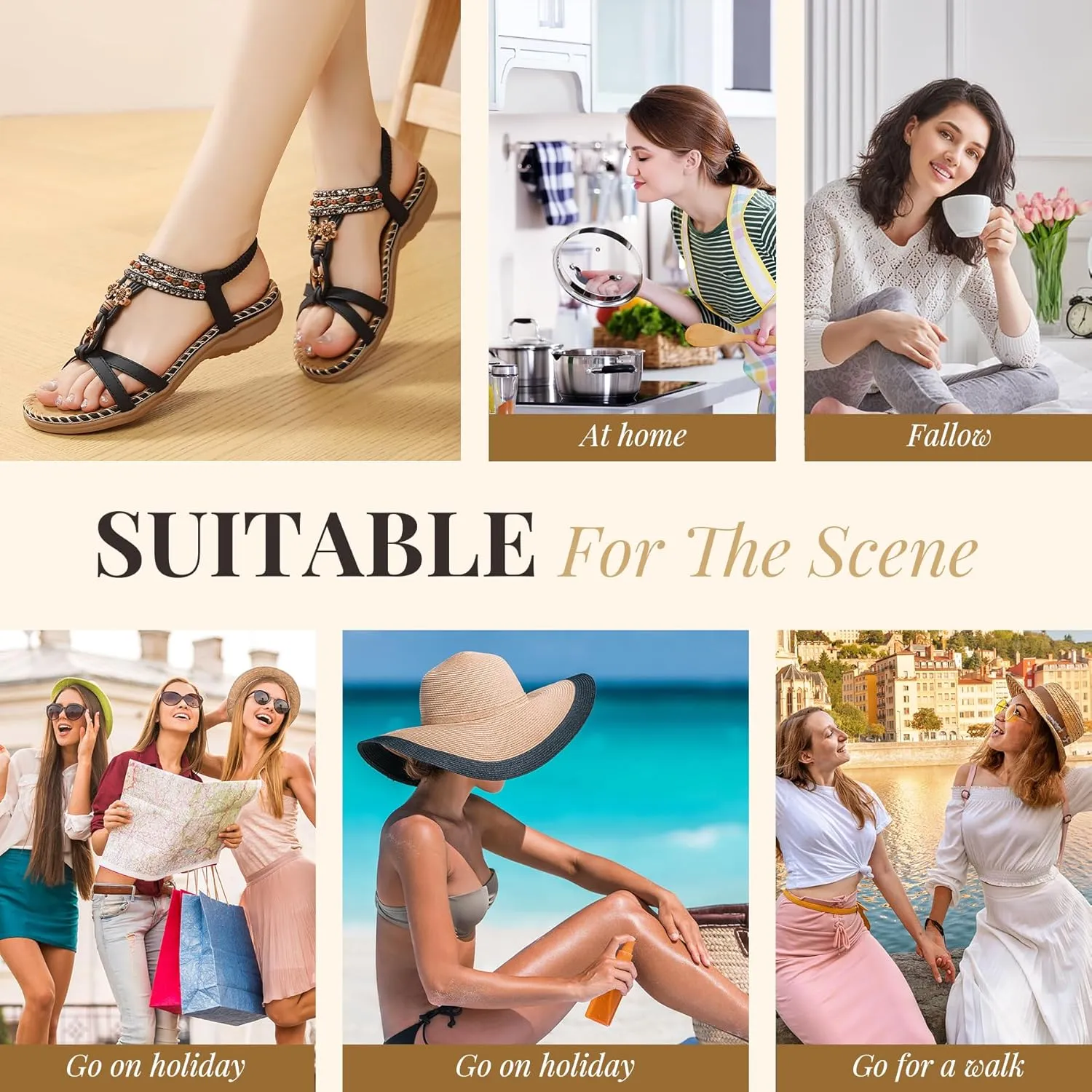 Littleplum Womens Sandals Arch Support Summer Beach Sandals Comfort Walking Shoes Bohemian Flip Flops Sandals for Women