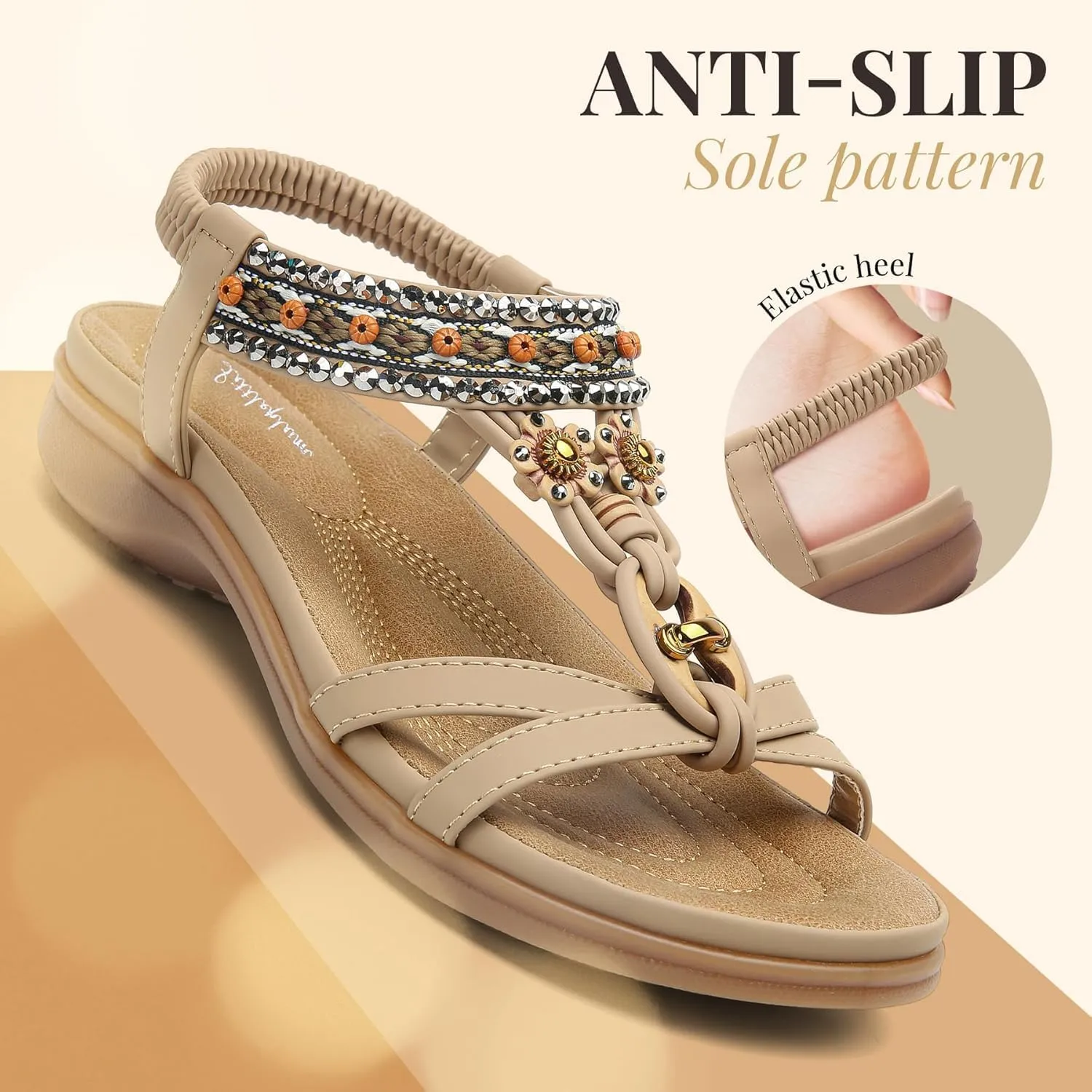 Littleplum Womens Sandals Arch Support Summer Beach Sandals Comfort Walking Shoes Bohemian Flip Flops Sandals for Women