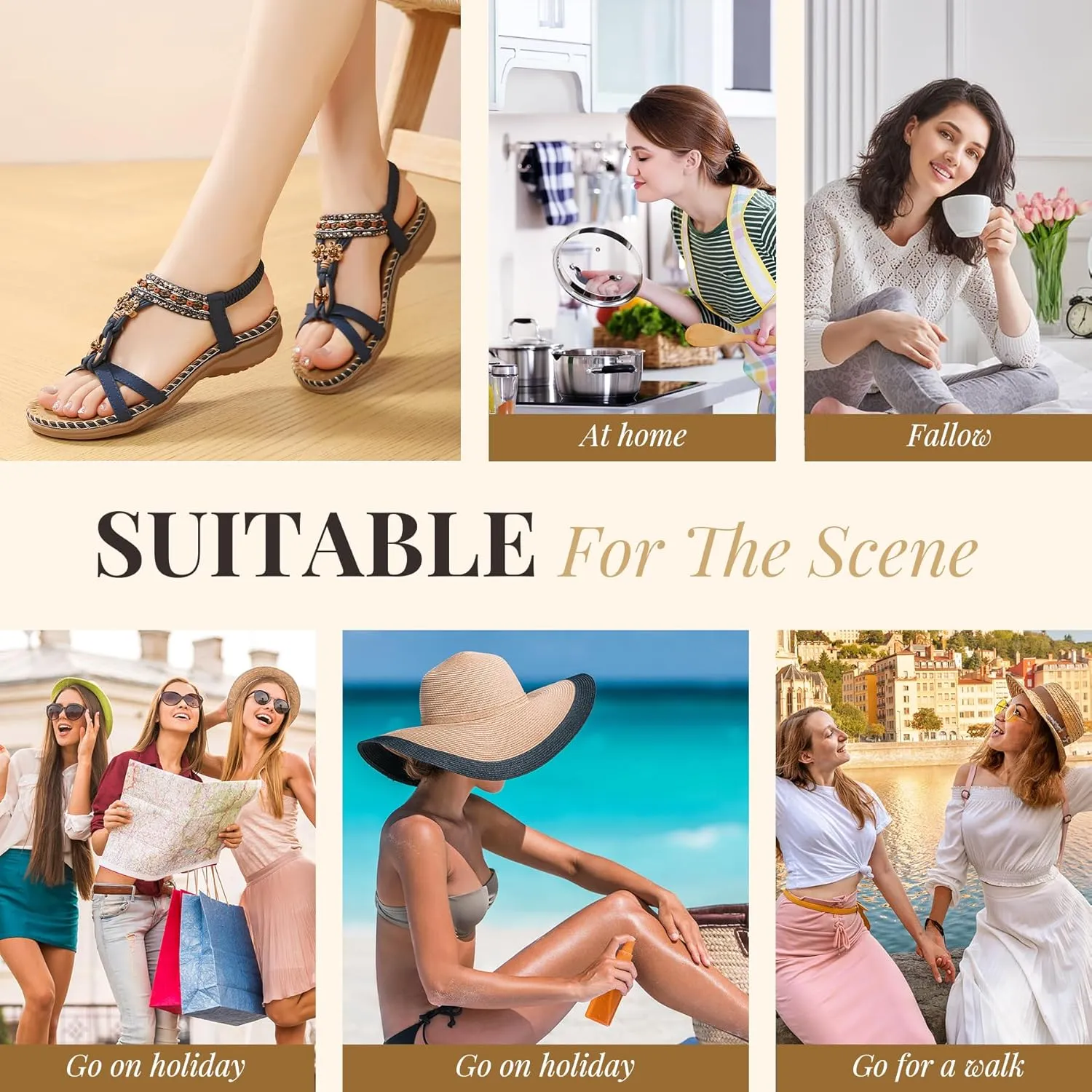 Littleplum Womens Sandals Arch Support Summer Beach Sandals Comfort Walking Shoes Bohemian Flip Flops Sandals for Women