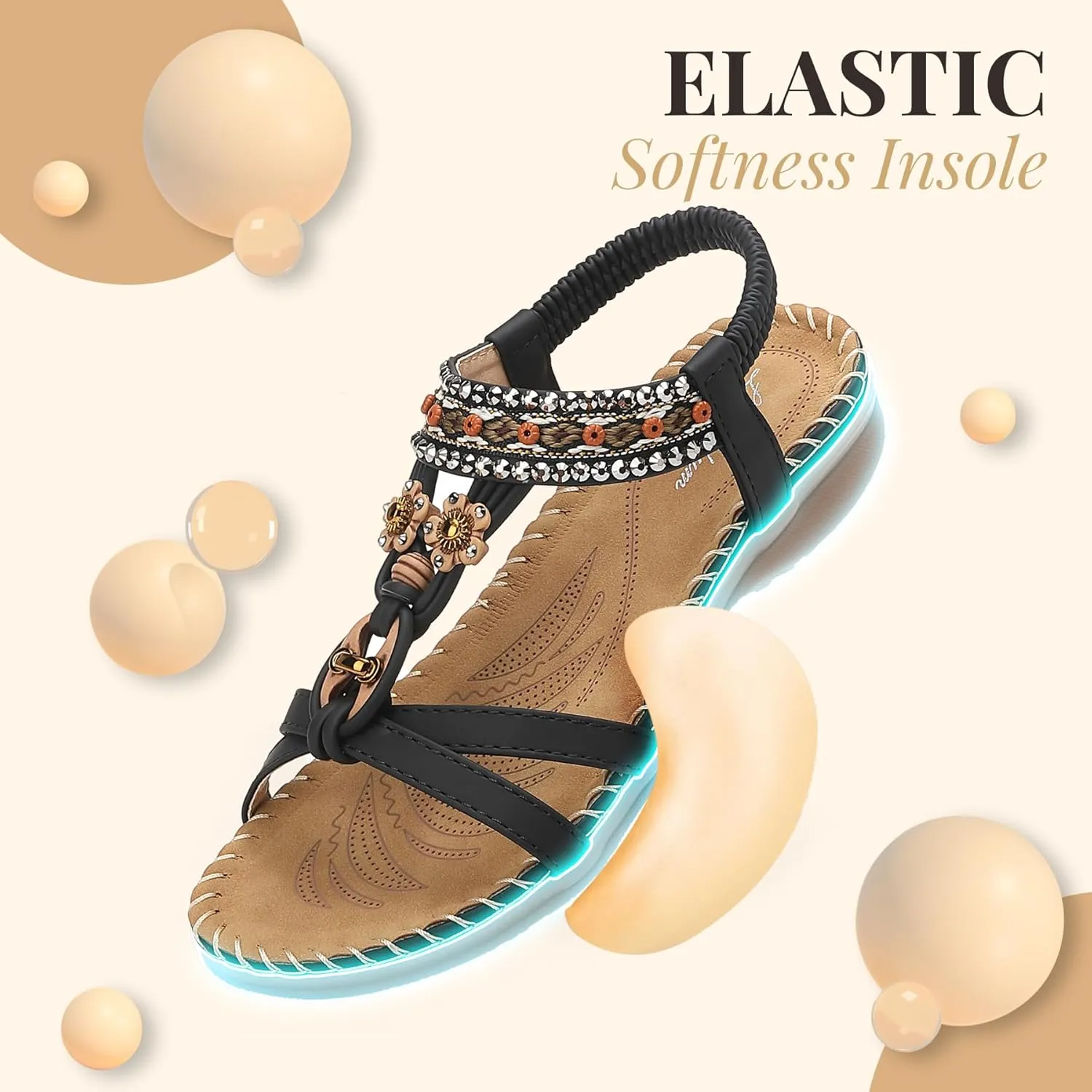 Littleplum Womens Sandals Arch Support Summer Beach Sandals Comfort Walking Shoes Bohemian Flip Flops Sandals for Women