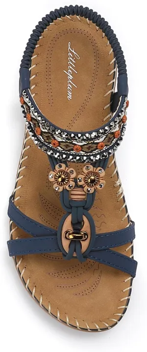 Littleplum Womens Sandals Arch Support Summer Beach Sandals Comfort Walking Shoes Bohemian Flip Flops Sandals for Women